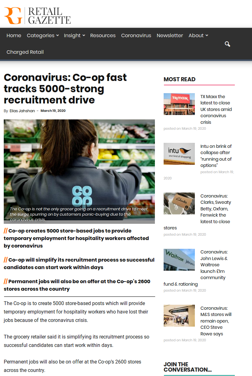 Screenshot_2020-03-20 Coronavirus Co-op fast tracks 5000-strong recruitment drive - Retail Gazette
